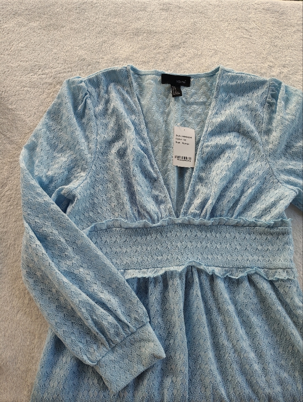 SBETro Pale Blue Lace V-Neck Top